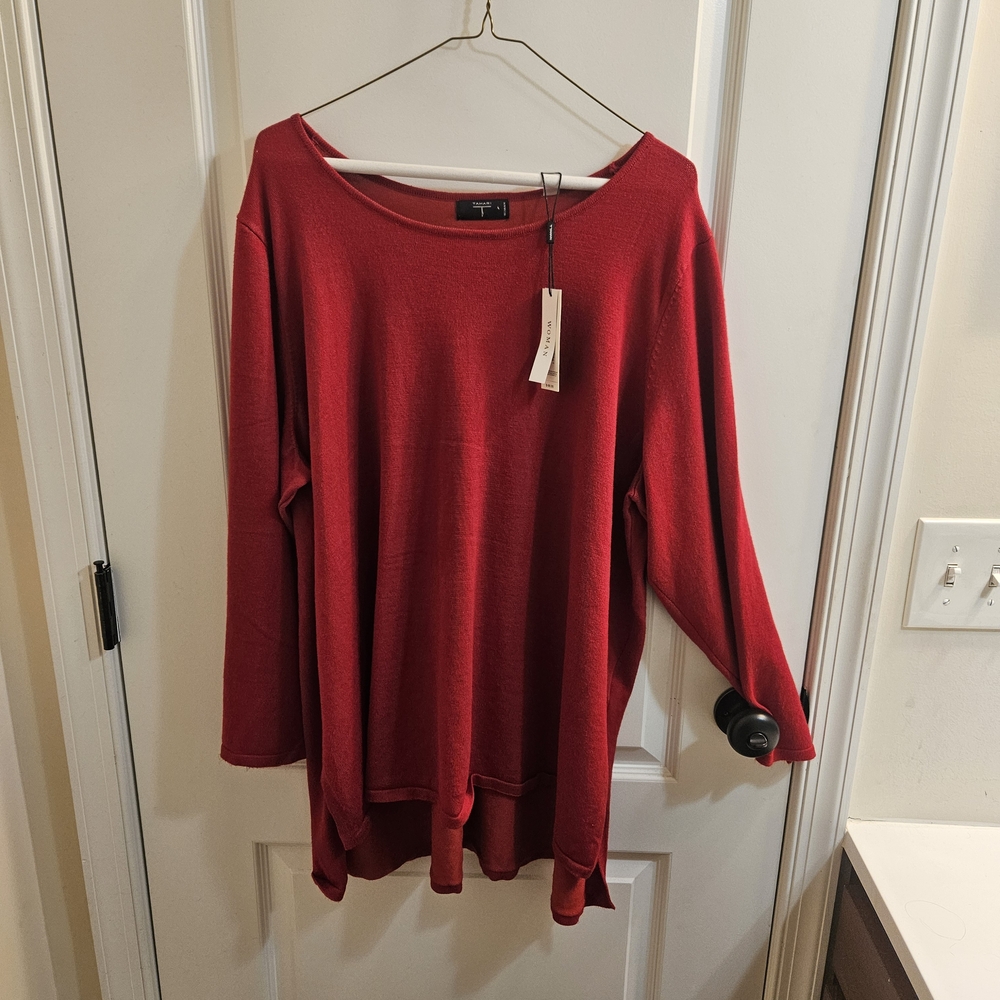Tahari Women's Rich Red Tunic Top